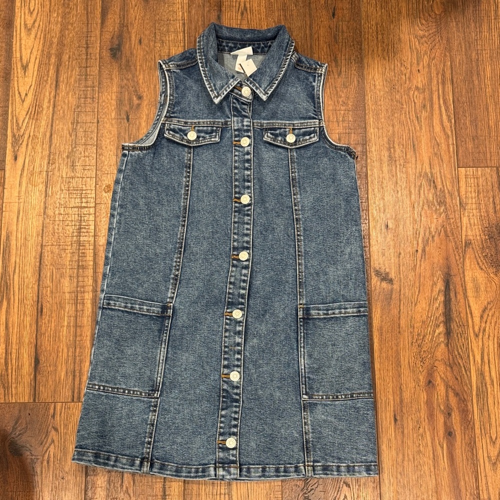 NWOT Sleeveless Denim Button-Down Dress Cat & Jack Girls XL (14)
